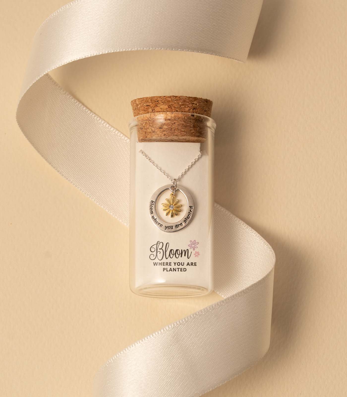 Golden Flower Silver Necklace