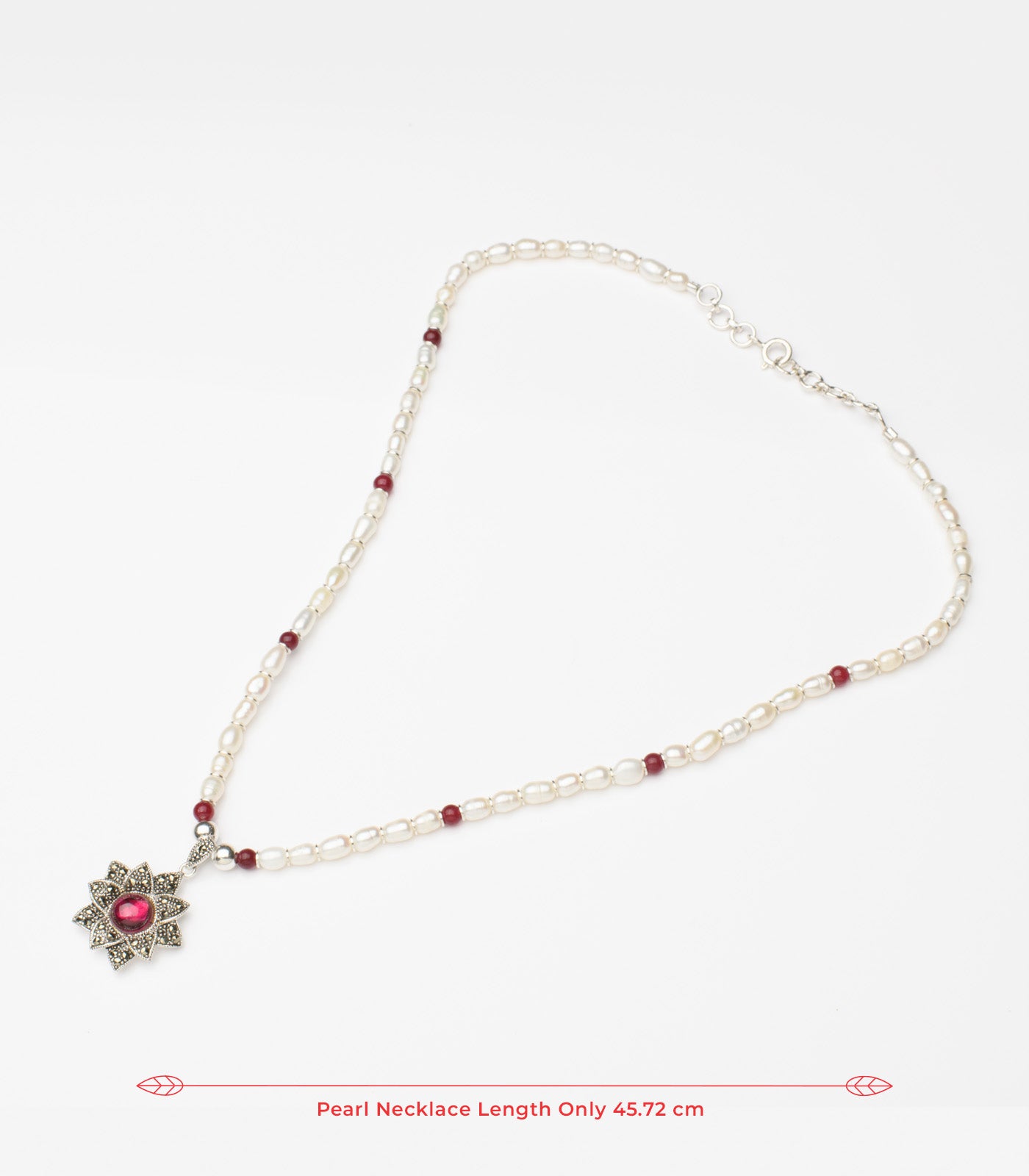 Marcasite With Red Stone Necklace Set