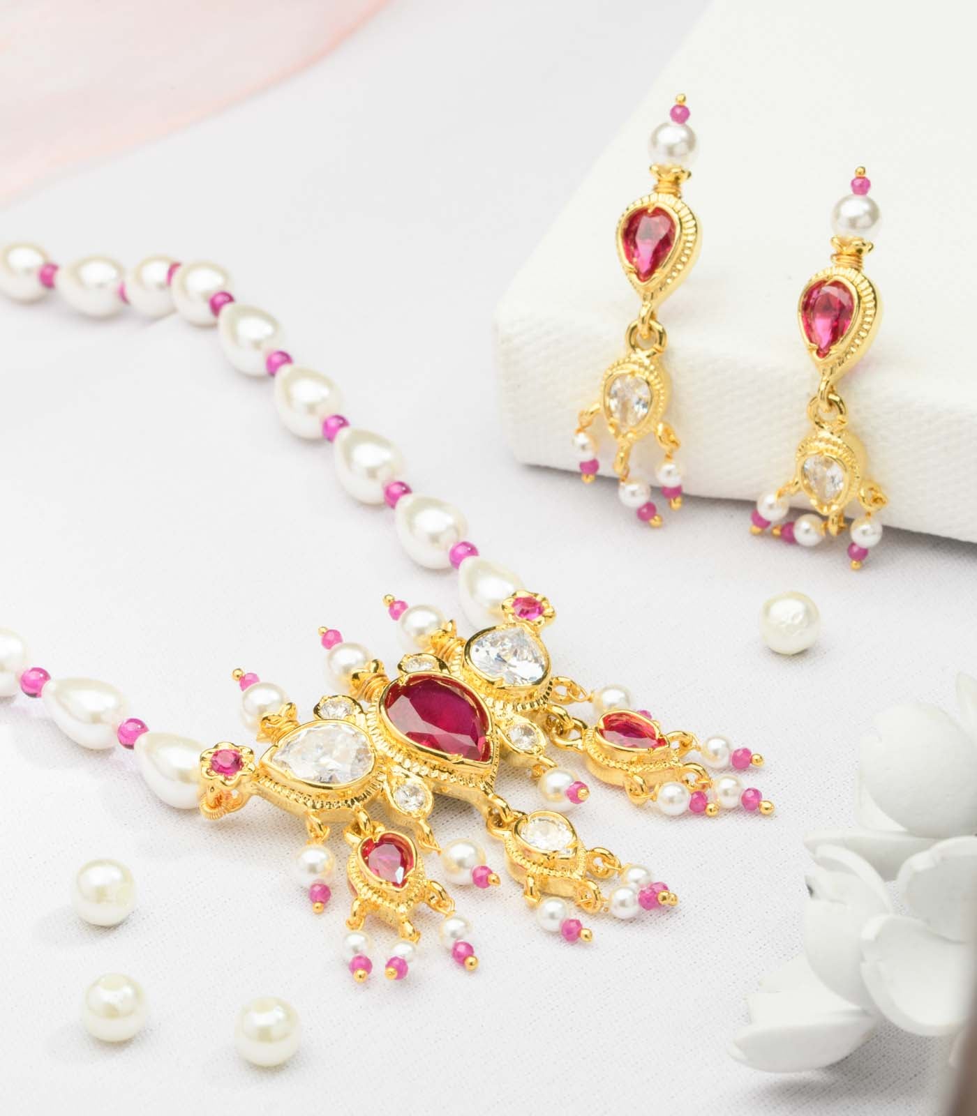 Silver Single Moti Mala Tanmani Set