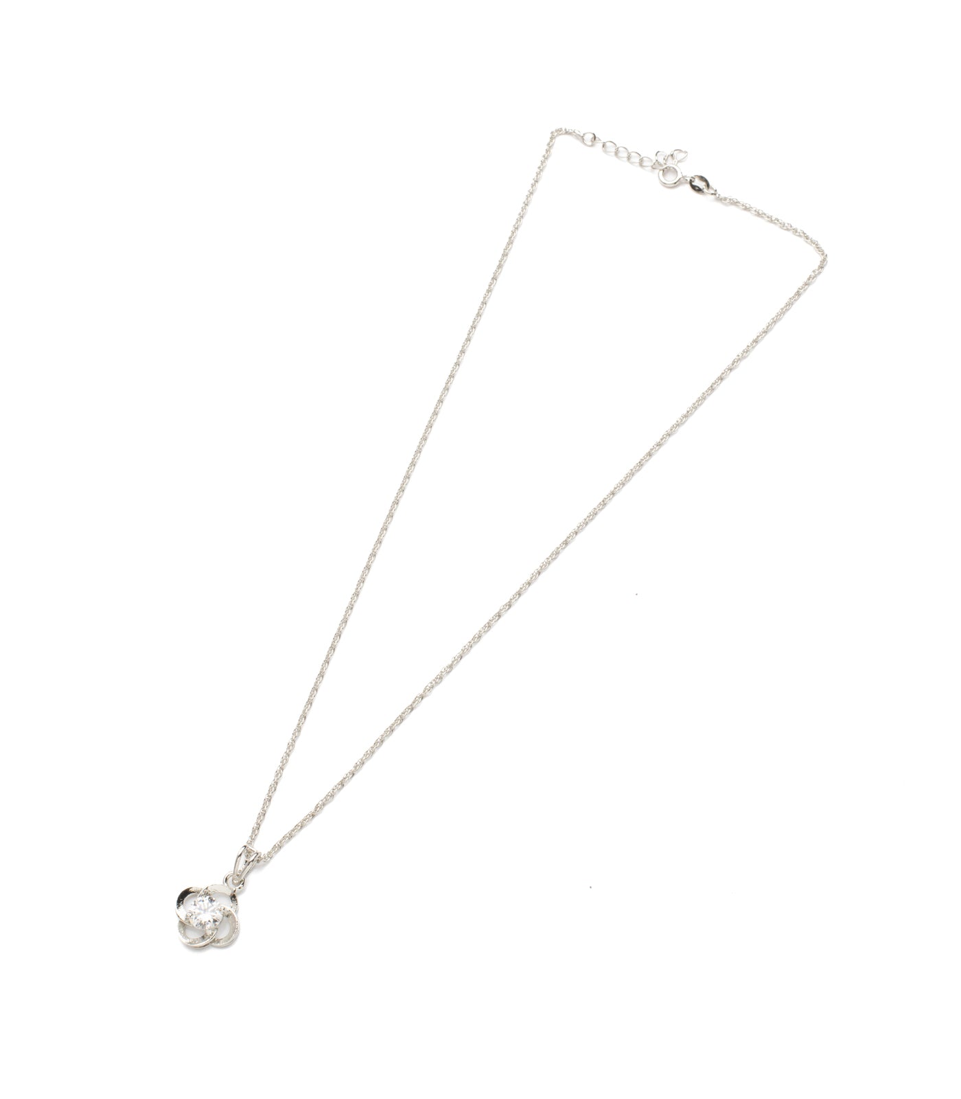 Premium Zircon Floral Necklace Set (Silver)