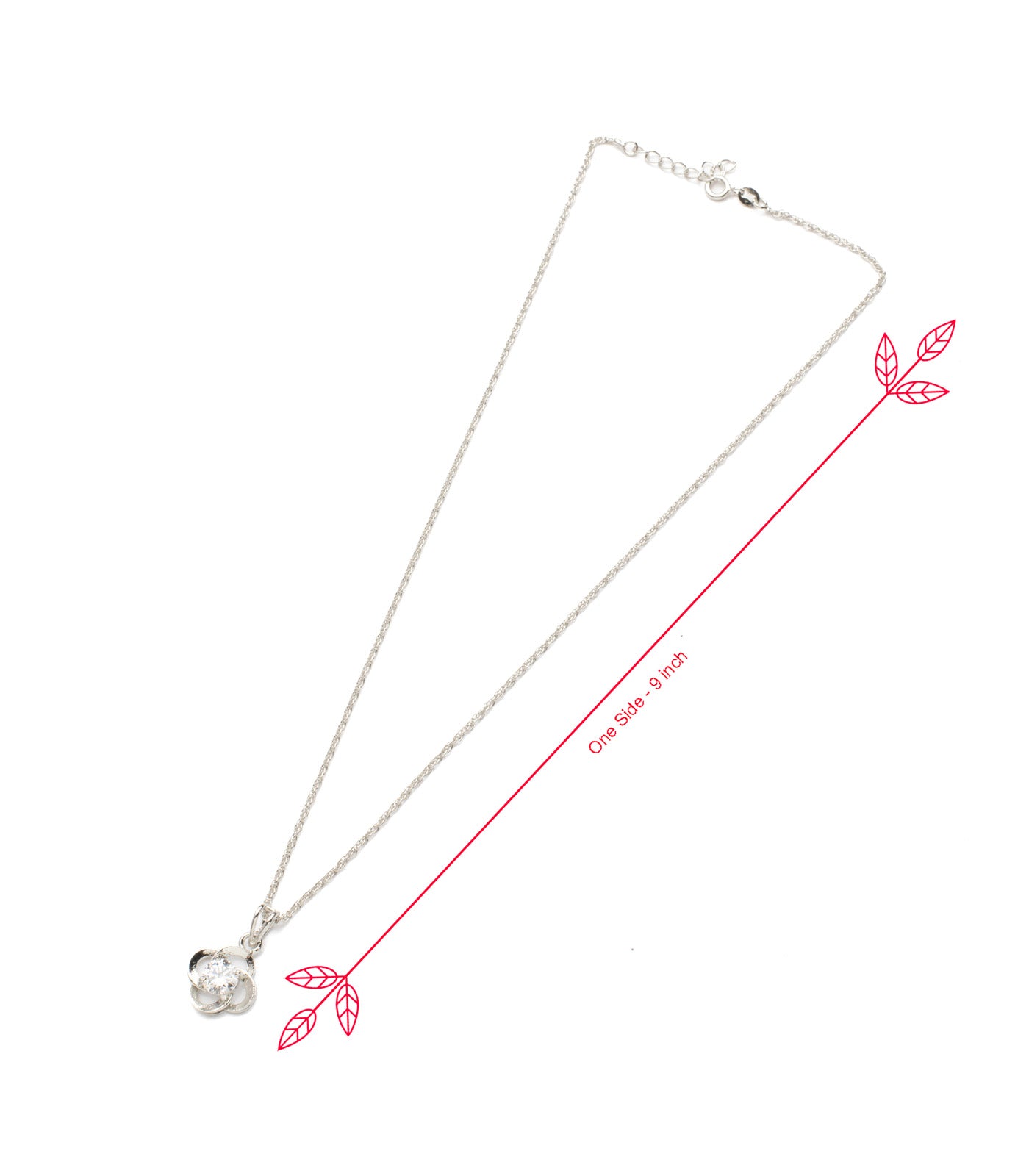 Premium Zircon Floral Necklace Set (Silver)