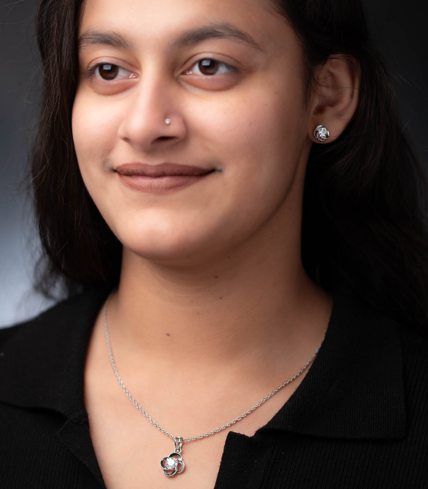 Premium Zircon Floral Necklace Set (Silver)