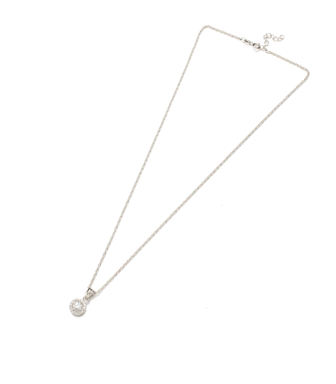 Premium Zircon Ring Shaped Necklace Set (Silver)