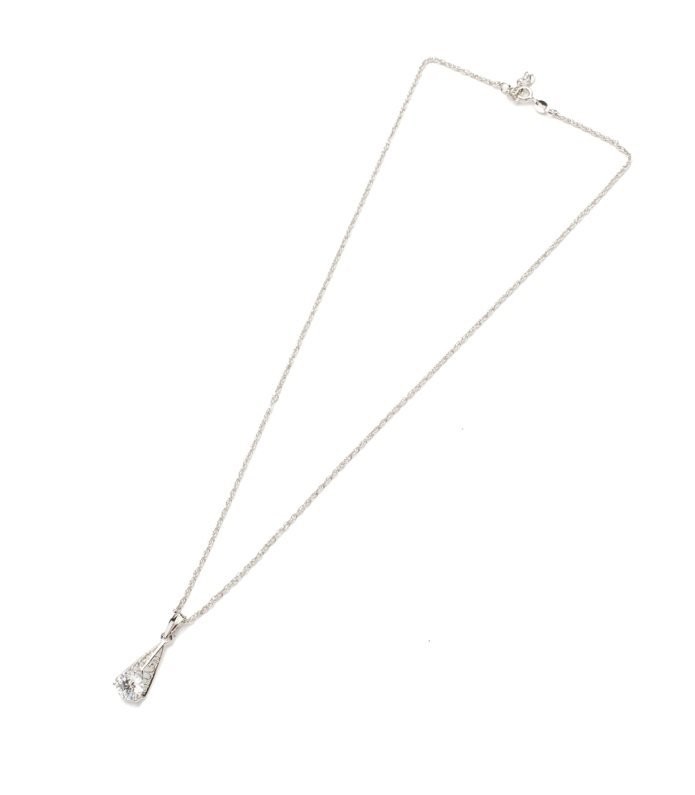 Premium Zircon Cone Shaped Necklace Set (Silver)