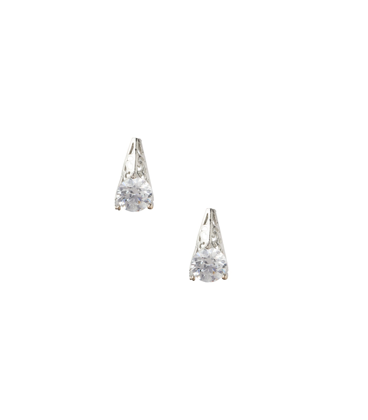 Premium Zircon Cone Shaped Necklace Set (Silver)