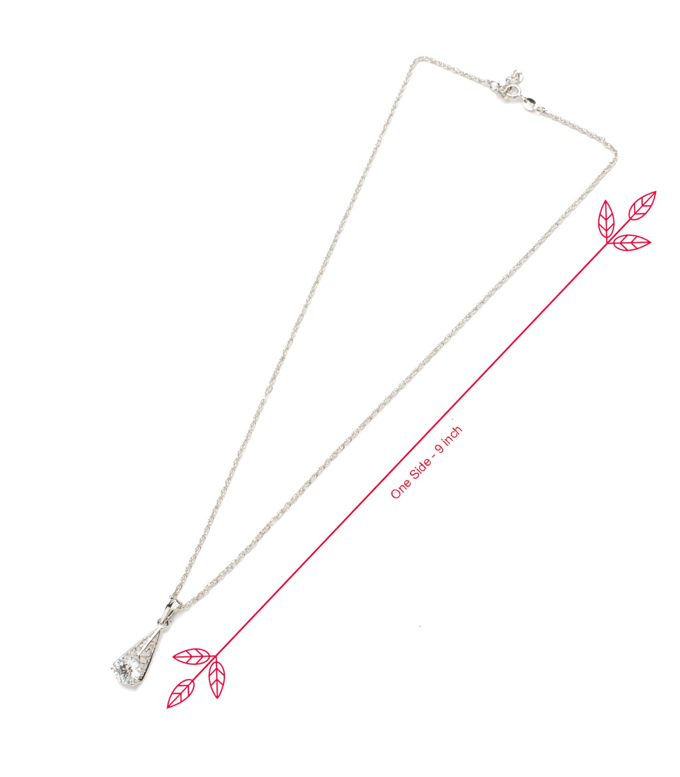 Premium Zircon Cone Shaped Necklace Set (Silver)