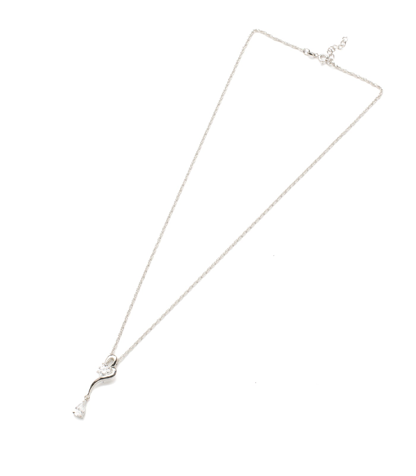 Premium Zircon Swirling Necklace Set (Silver)