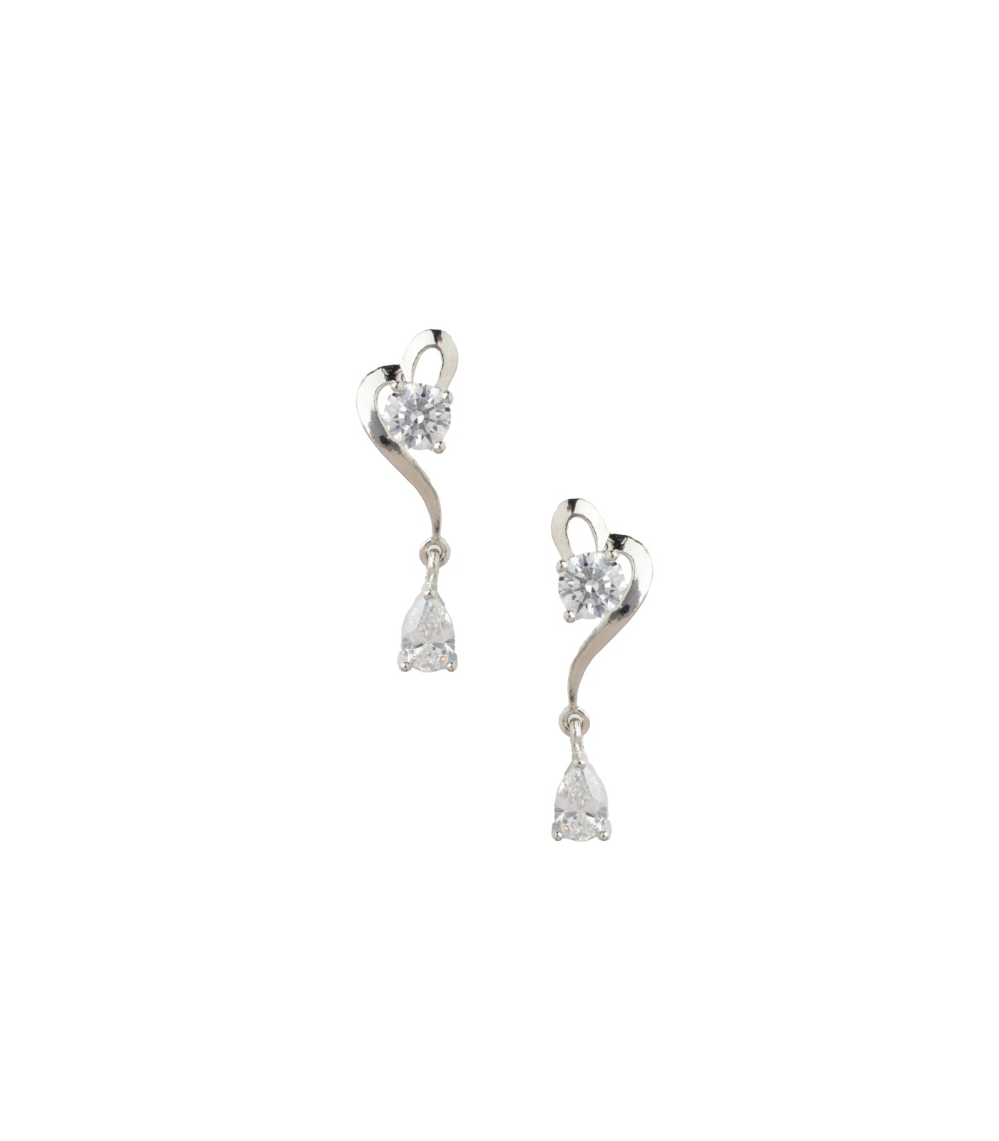 Premium Zircon Swirling Necklace Set (Silver)