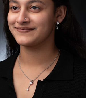 Premium Zircon Swirling Necklace Set (Silver)