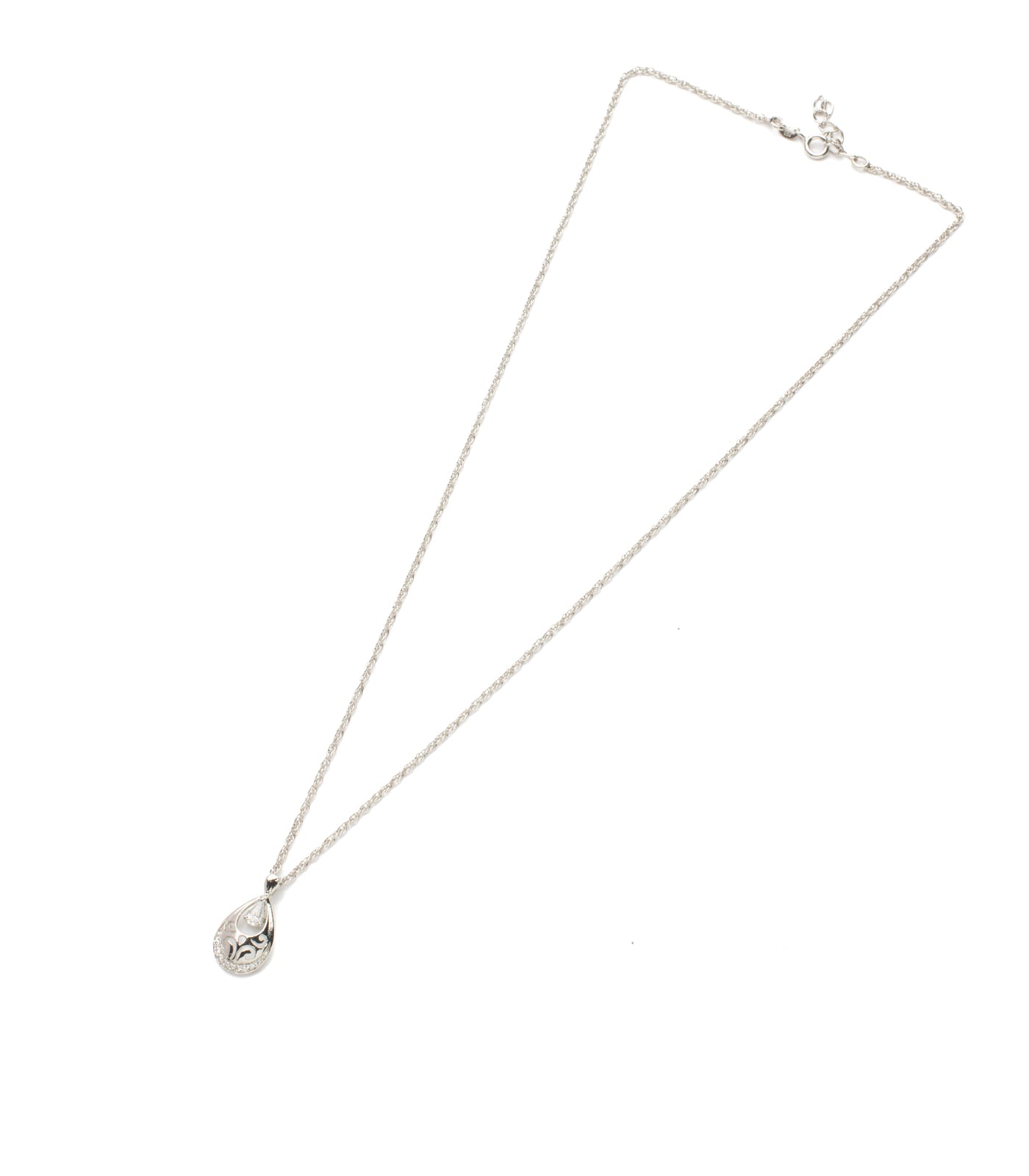 Premium Zircon Oval Shaped Necklace Set (Silver)