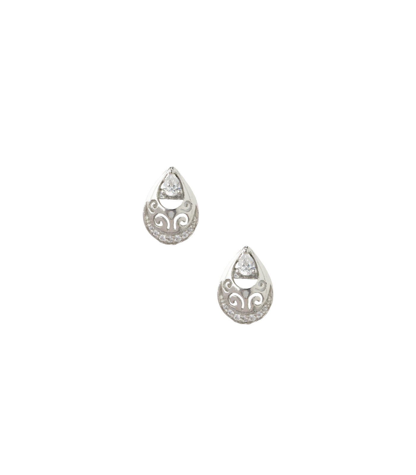 Premium Zircon Oval Shaped Necklace Set (Silver)