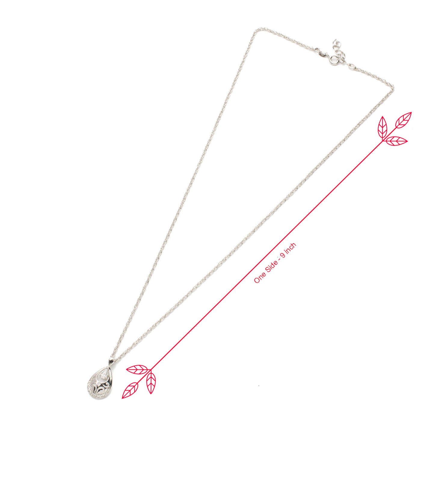 Premium Zircon Oval Shaped Necklace Set (Silver)