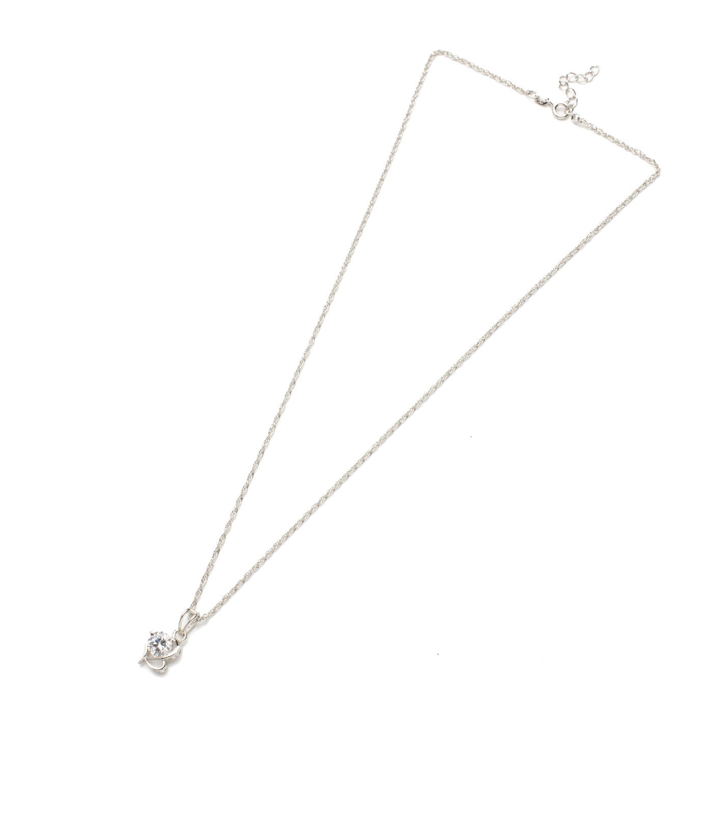 Premium Zircon Curved Necklace Set (Silver)