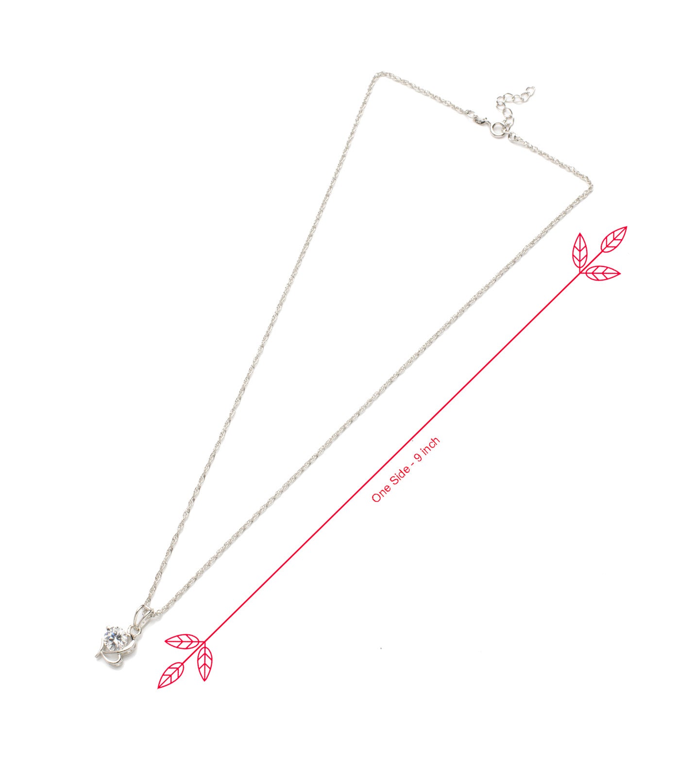 Premium Zircon Curved Necklace Set (Silver)