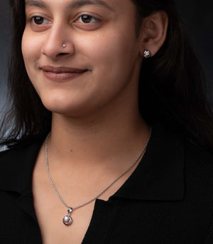 Premium Zircon Orb Necklace Set (Silver)