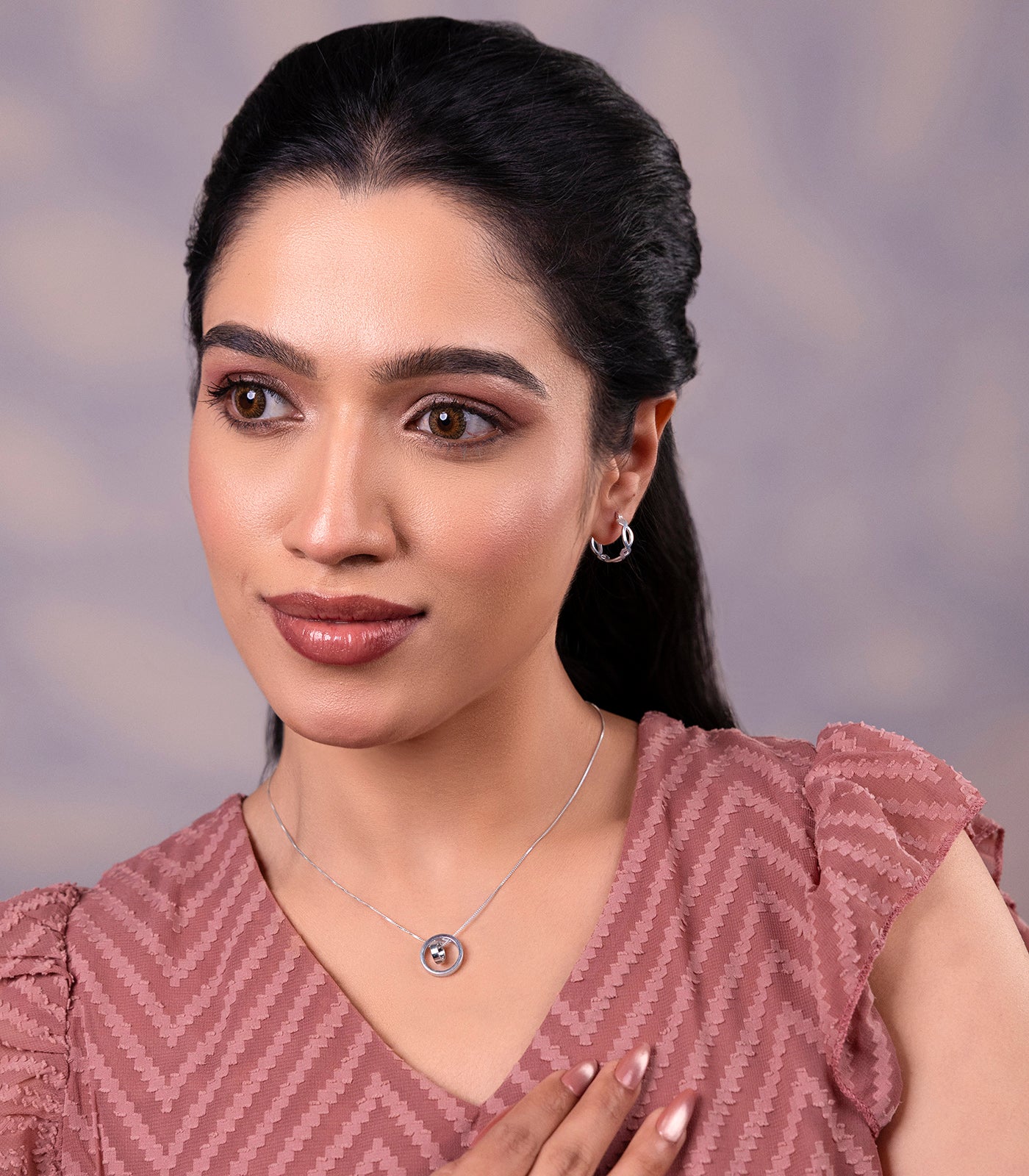 Eternal Loop Necklace Set (silver)