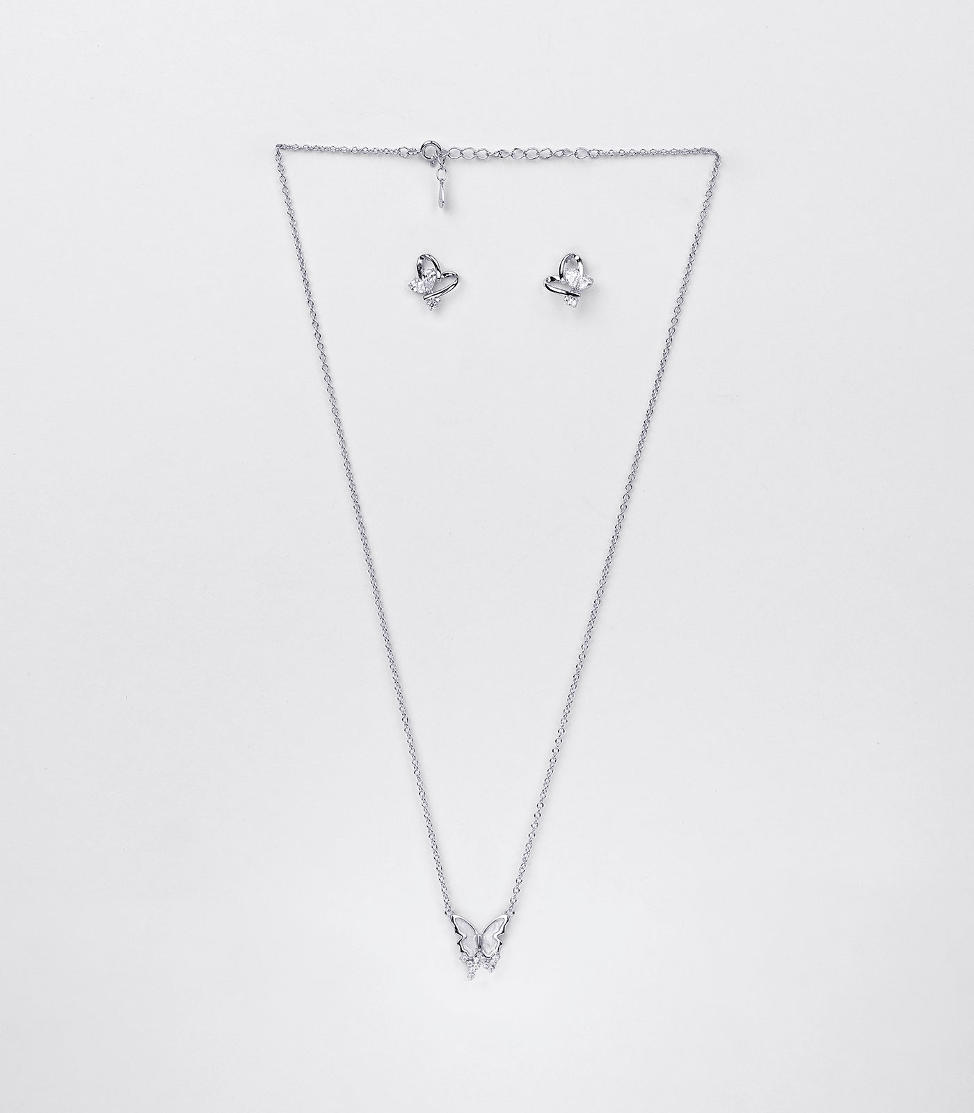 Dreamy Butterfly Necklace Set (Silver)