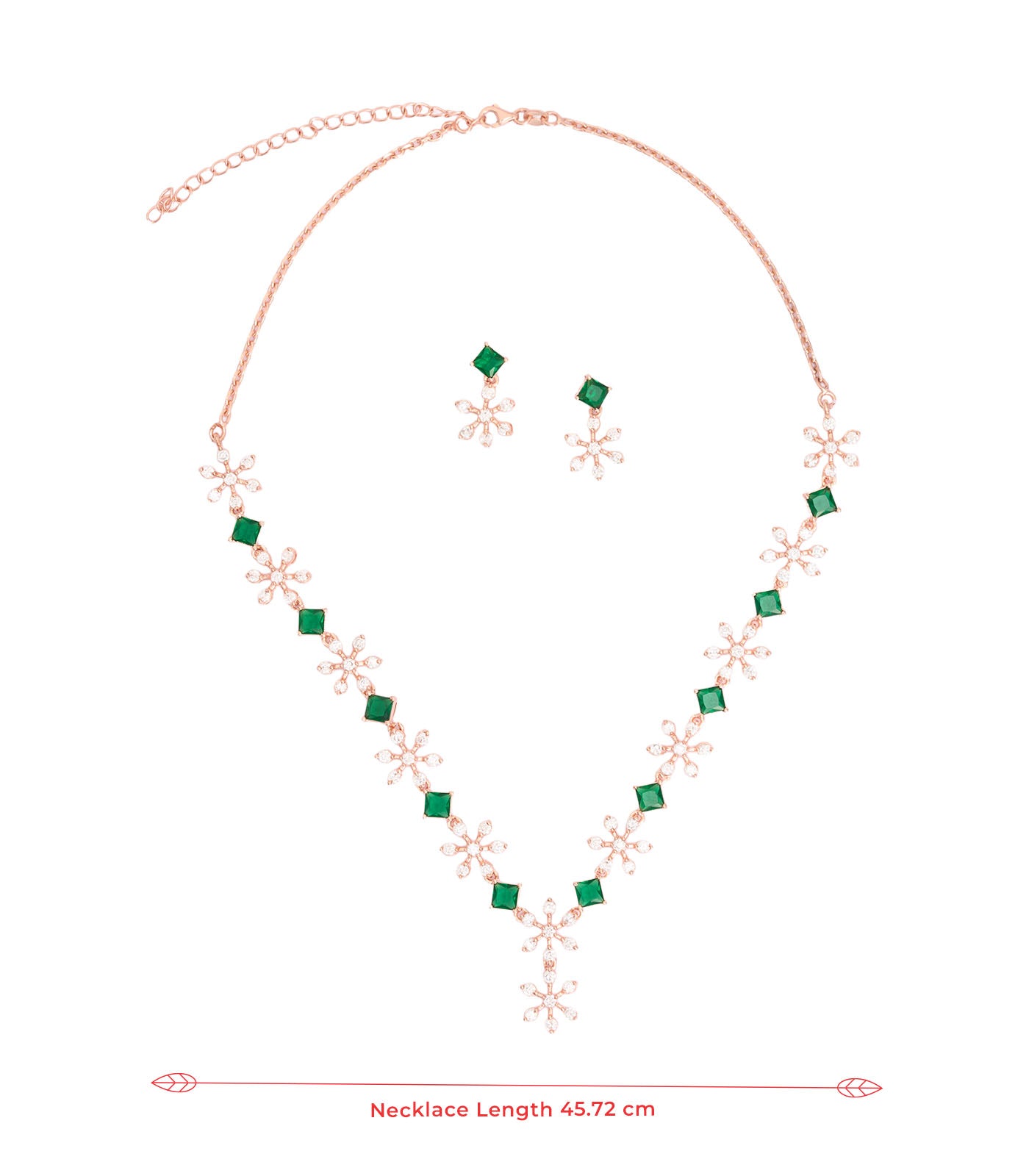 Serene Floral Garland Necklace Set (Silver)