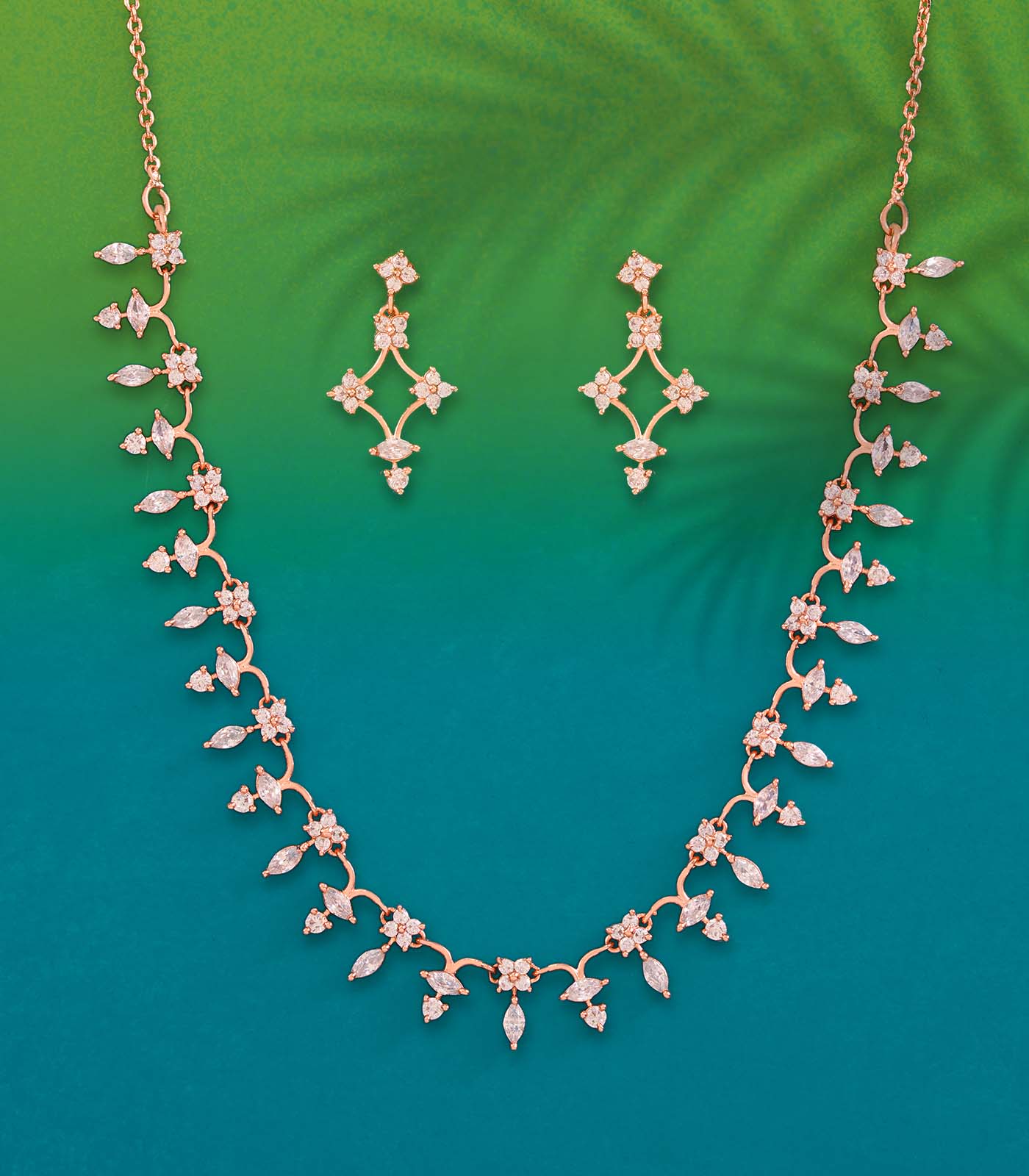 Lustrous Ovals Necklace Set (Silver)