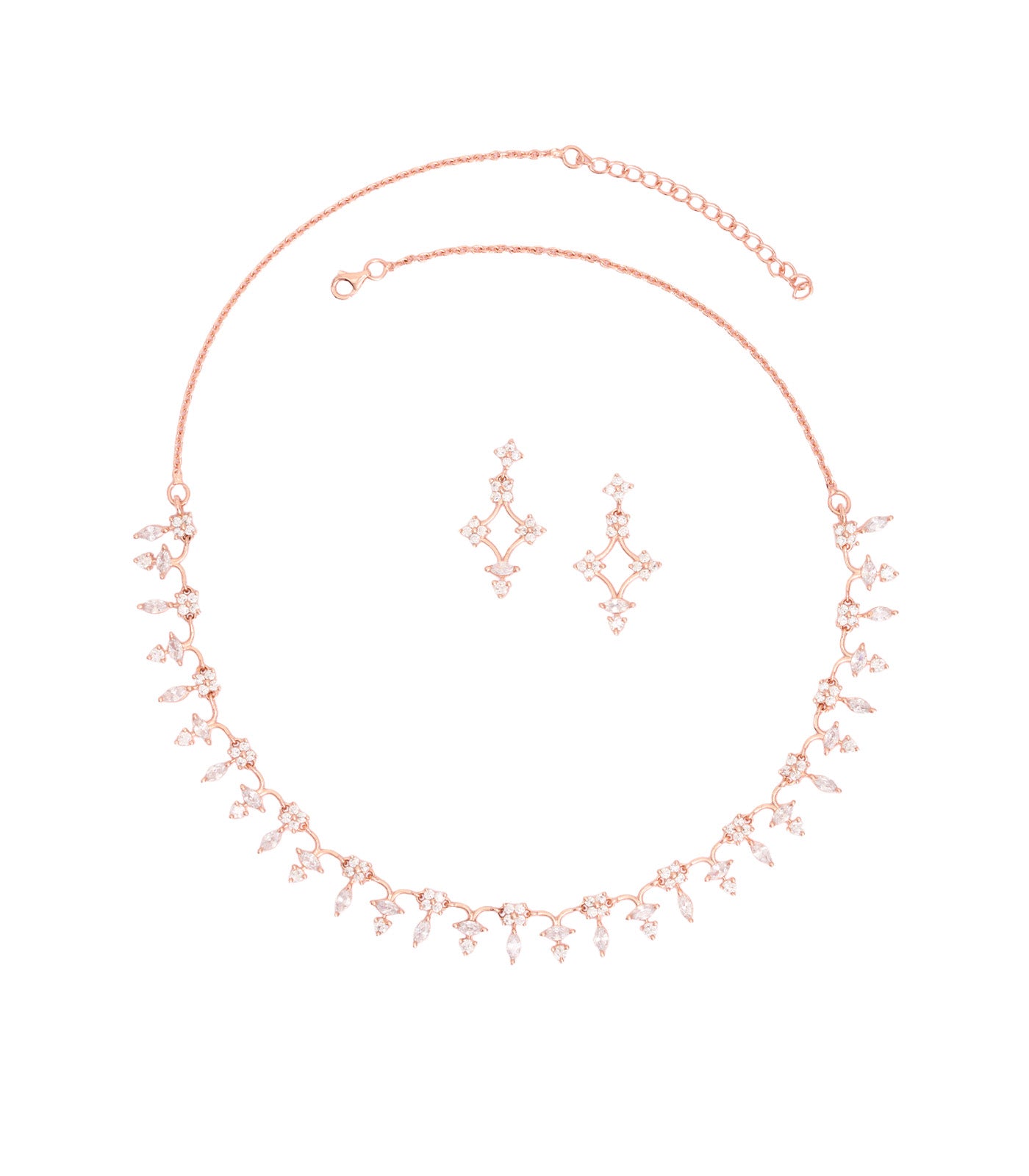 Lustrous Ovals Necklace Set (Silver)