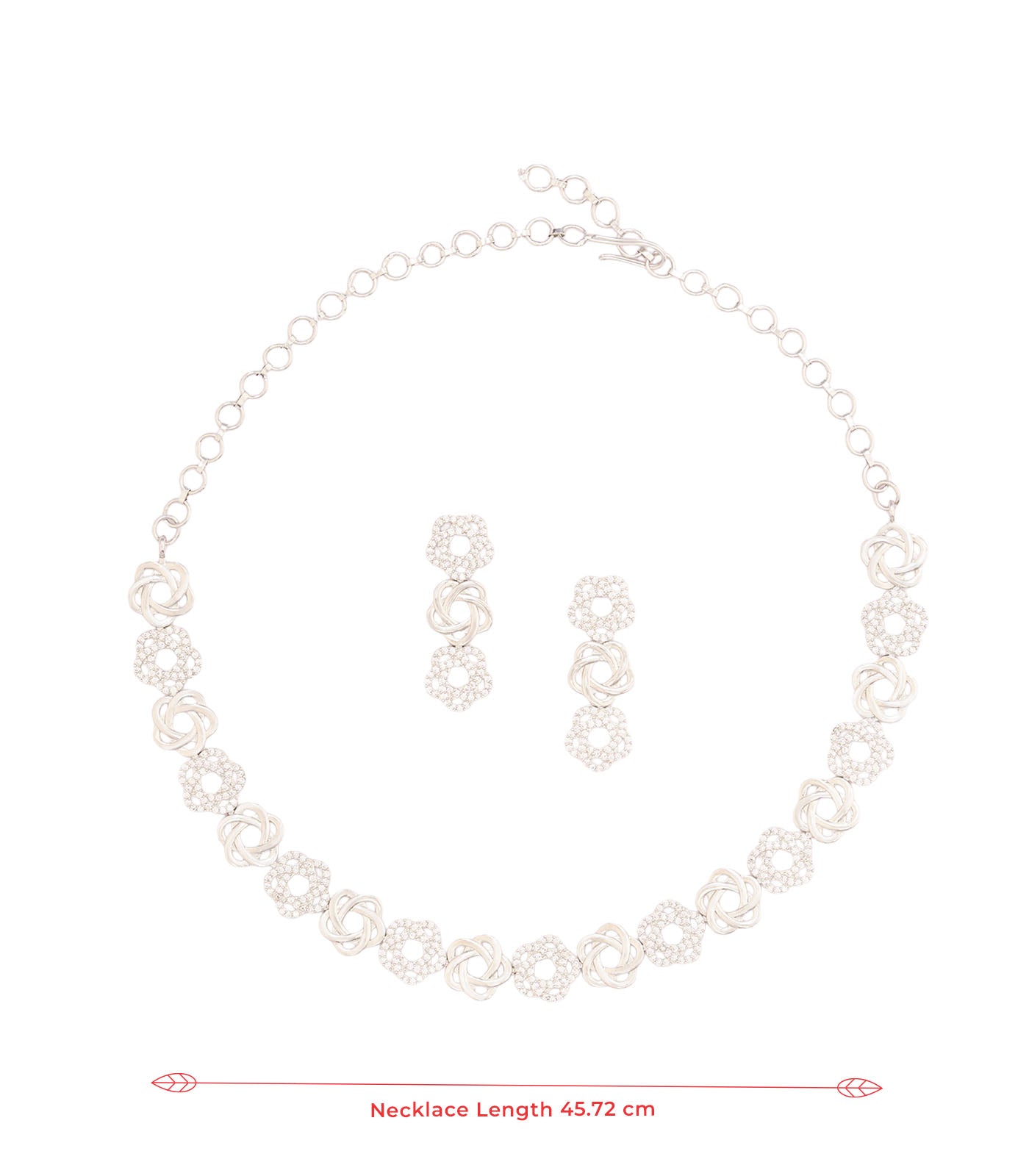 Stream Of Flower Necklace Set (Silver)