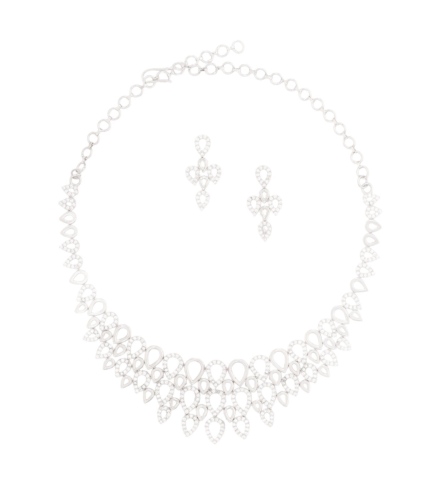 Raindrop Radiance Necklace Set (Silver)
