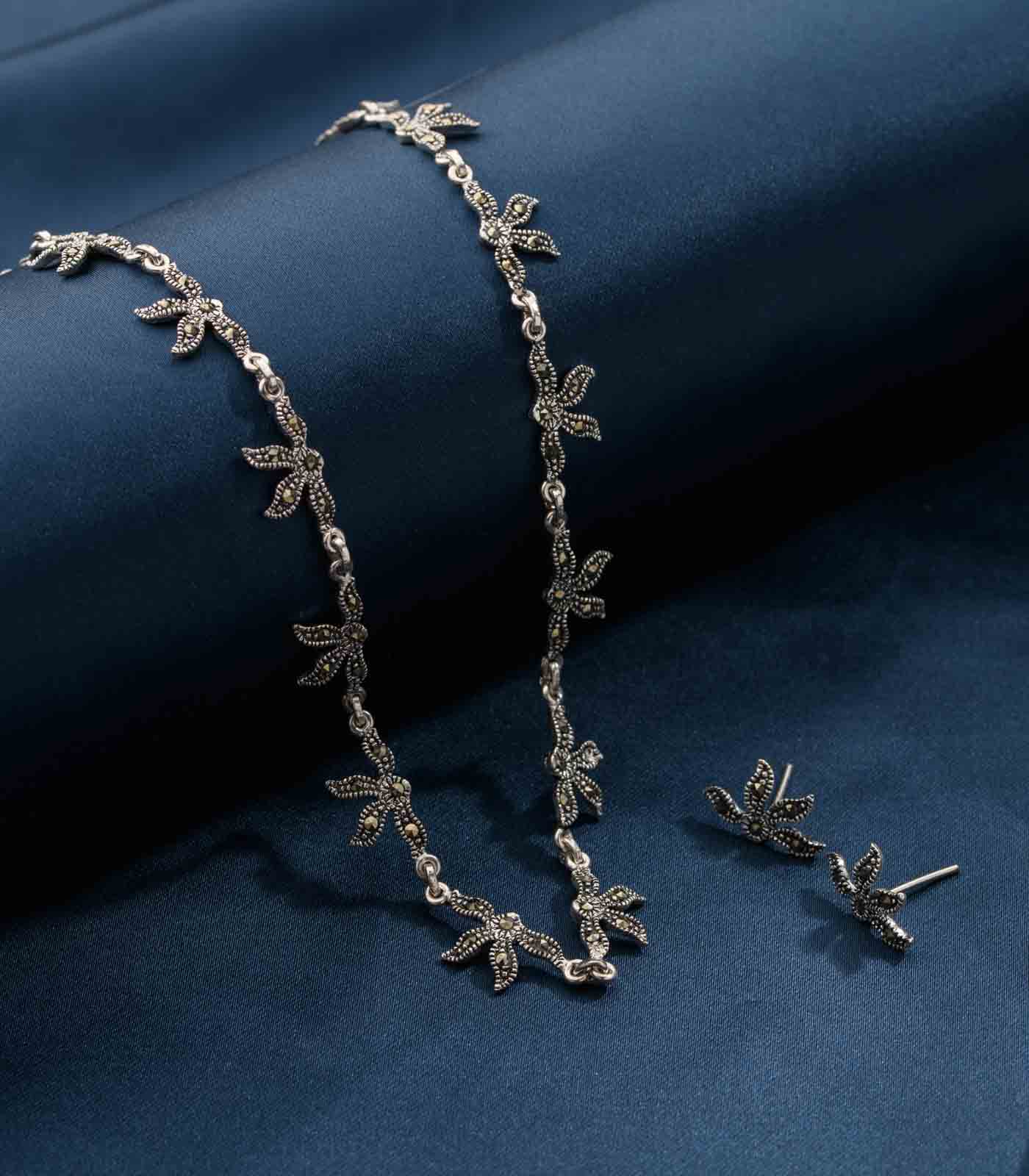 Lotus Love Necklace Set (Silver)