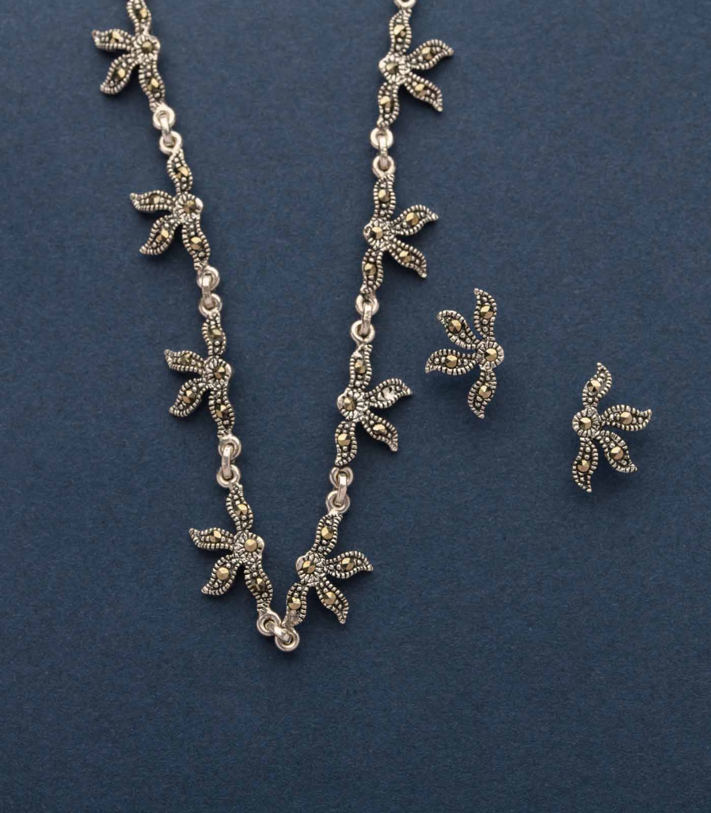 Lotus Love Necklace Set (Silver)