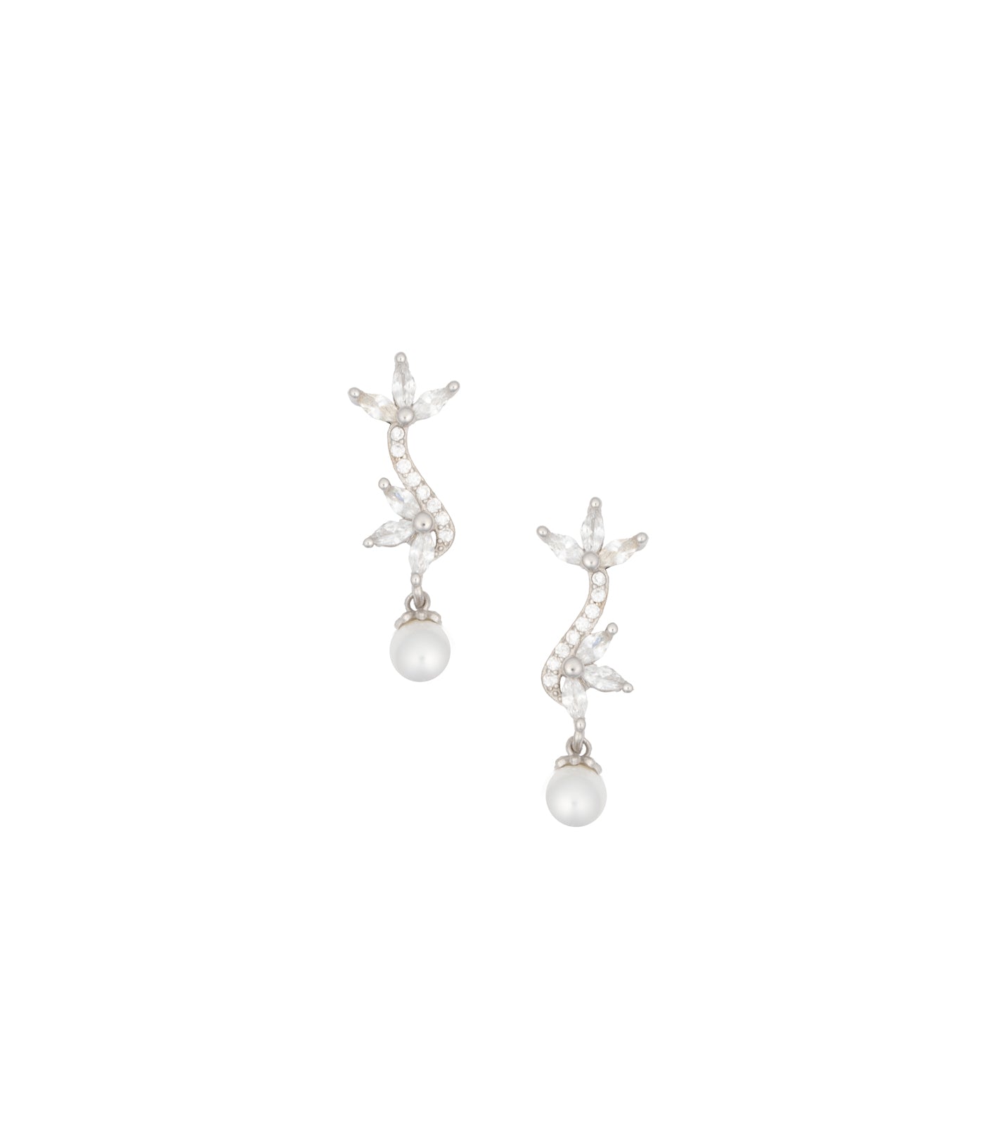 Garland Of Leaves Necklace Set (Silver)