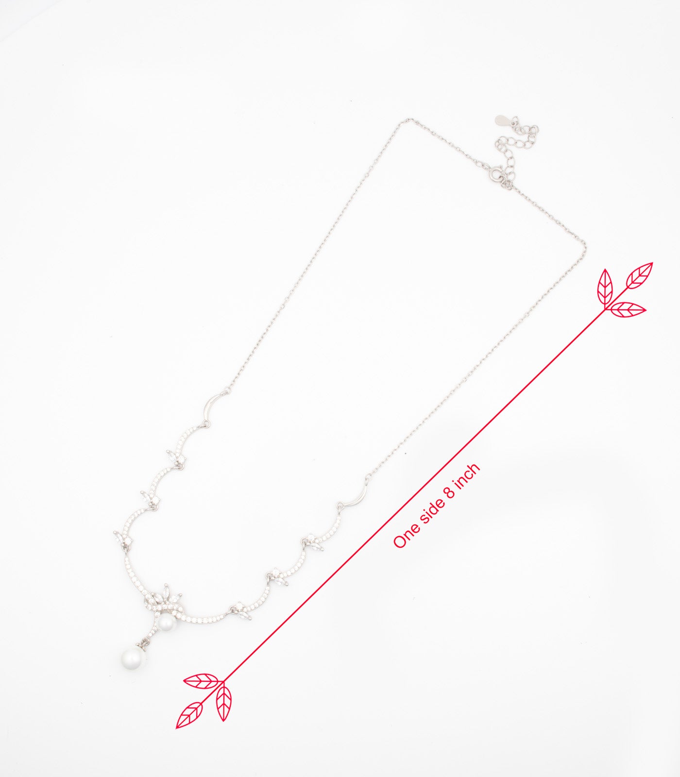 Garland Of Leaves Necklace Set (Silver)