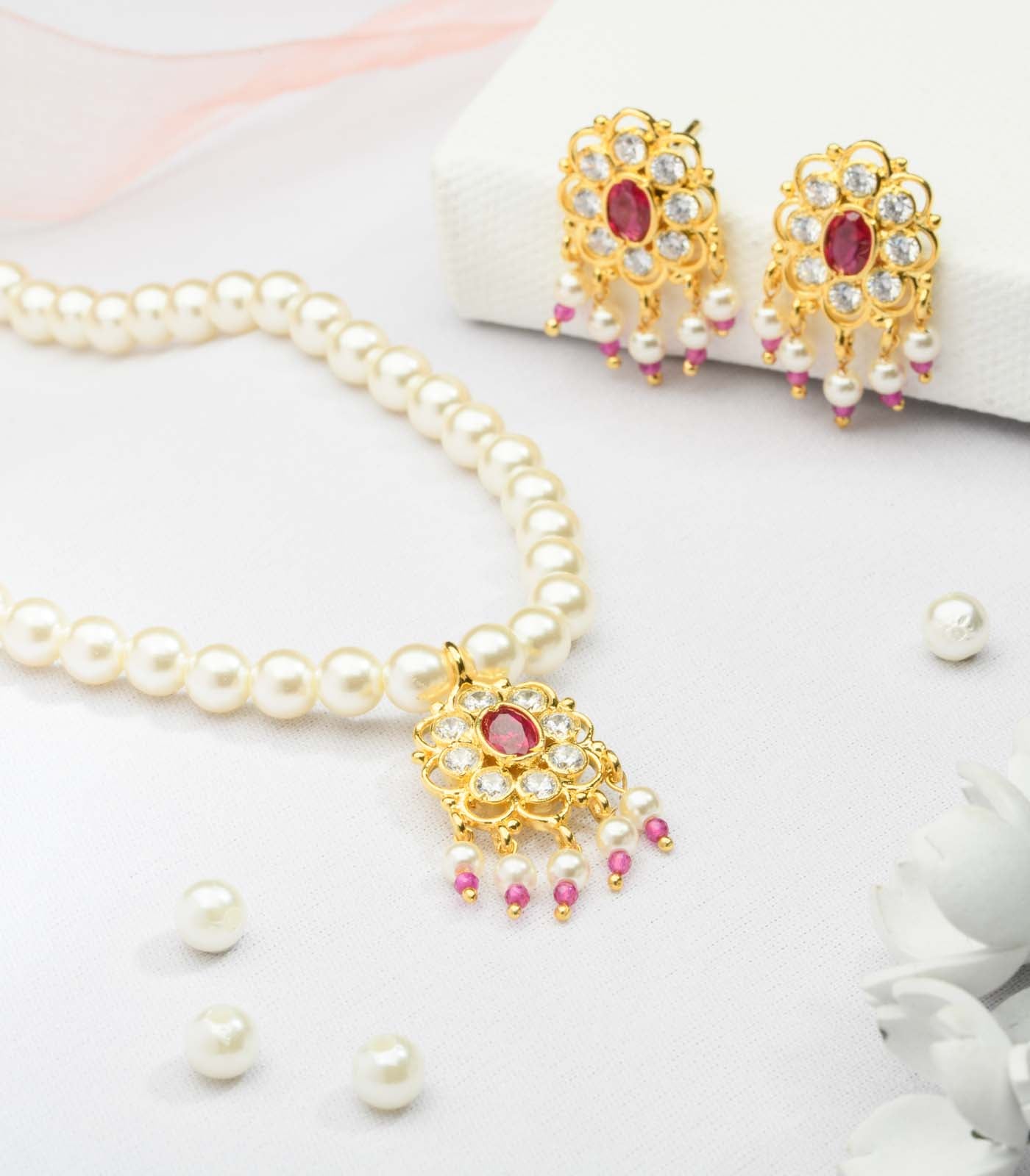 Silver Moti Necklace SET