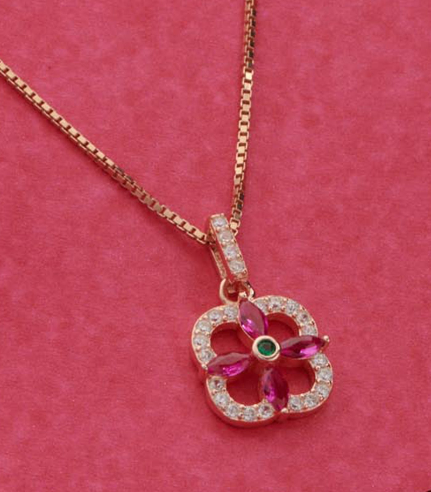 Floral Square Necklace Set (Silver)