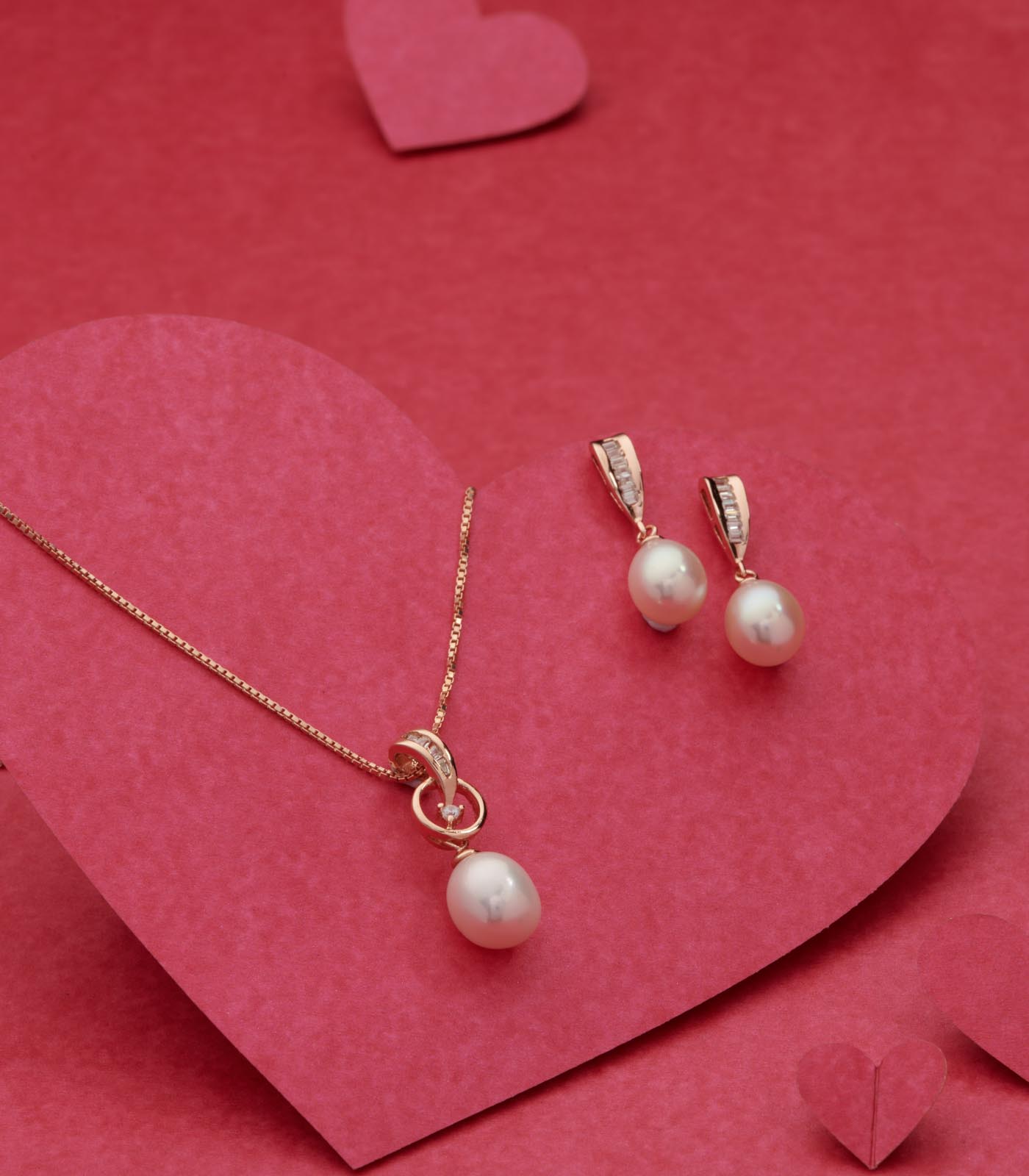 Dangling Bead Necklace Set (Silver)