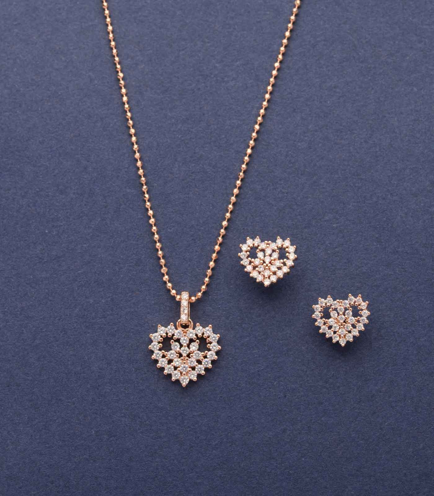 Filigree Heart Necklace Set (Silver)