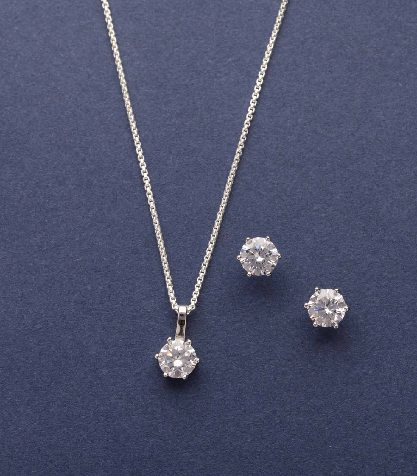 Radiate Cercar Necklace Set (Silver)