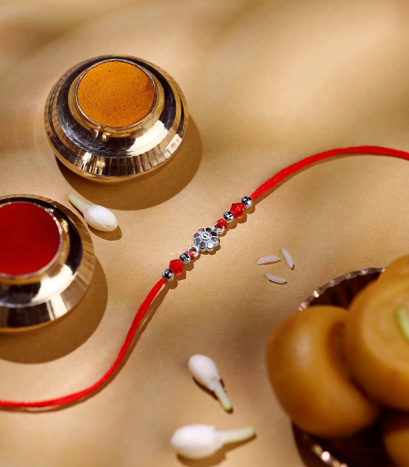 Floral Radiance Silver Rakhi