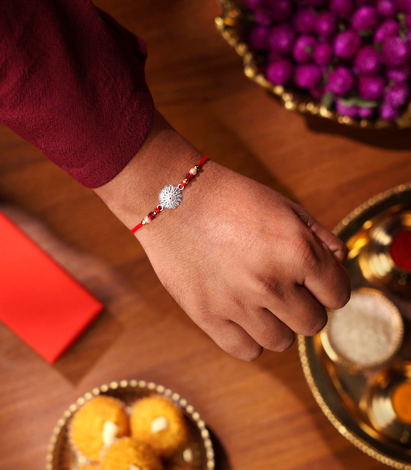 Petal Blossom Silver Rakhi