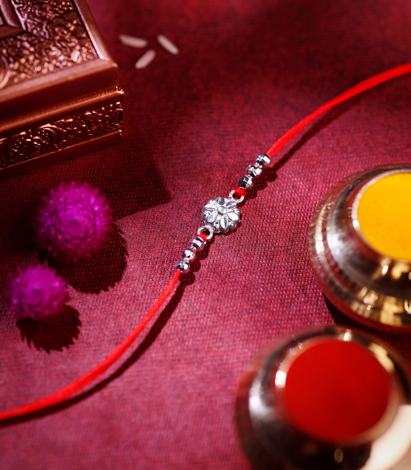 Silver Sacred Floral Rakhi