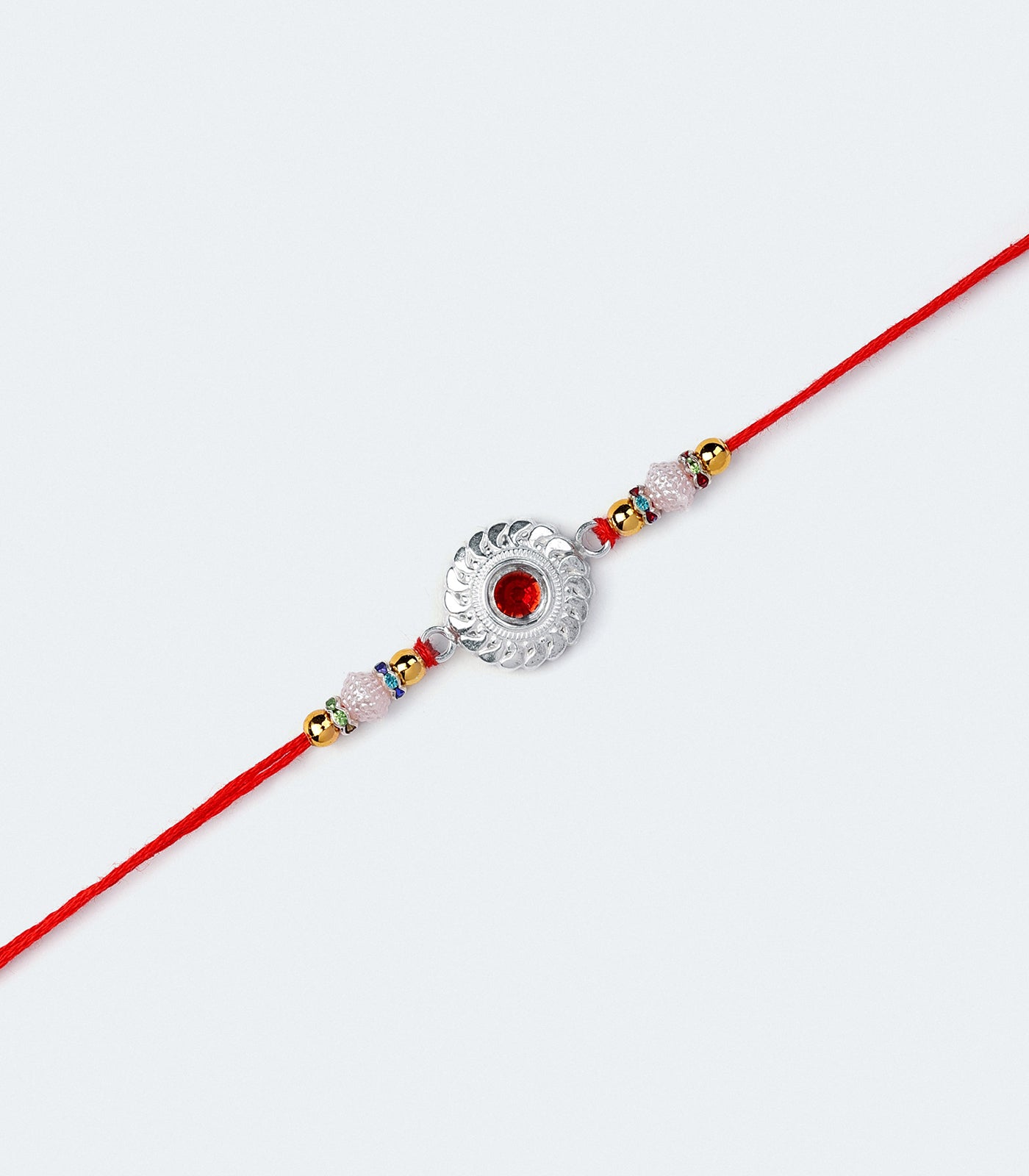 Silve Red Stone Chakra Rakhi