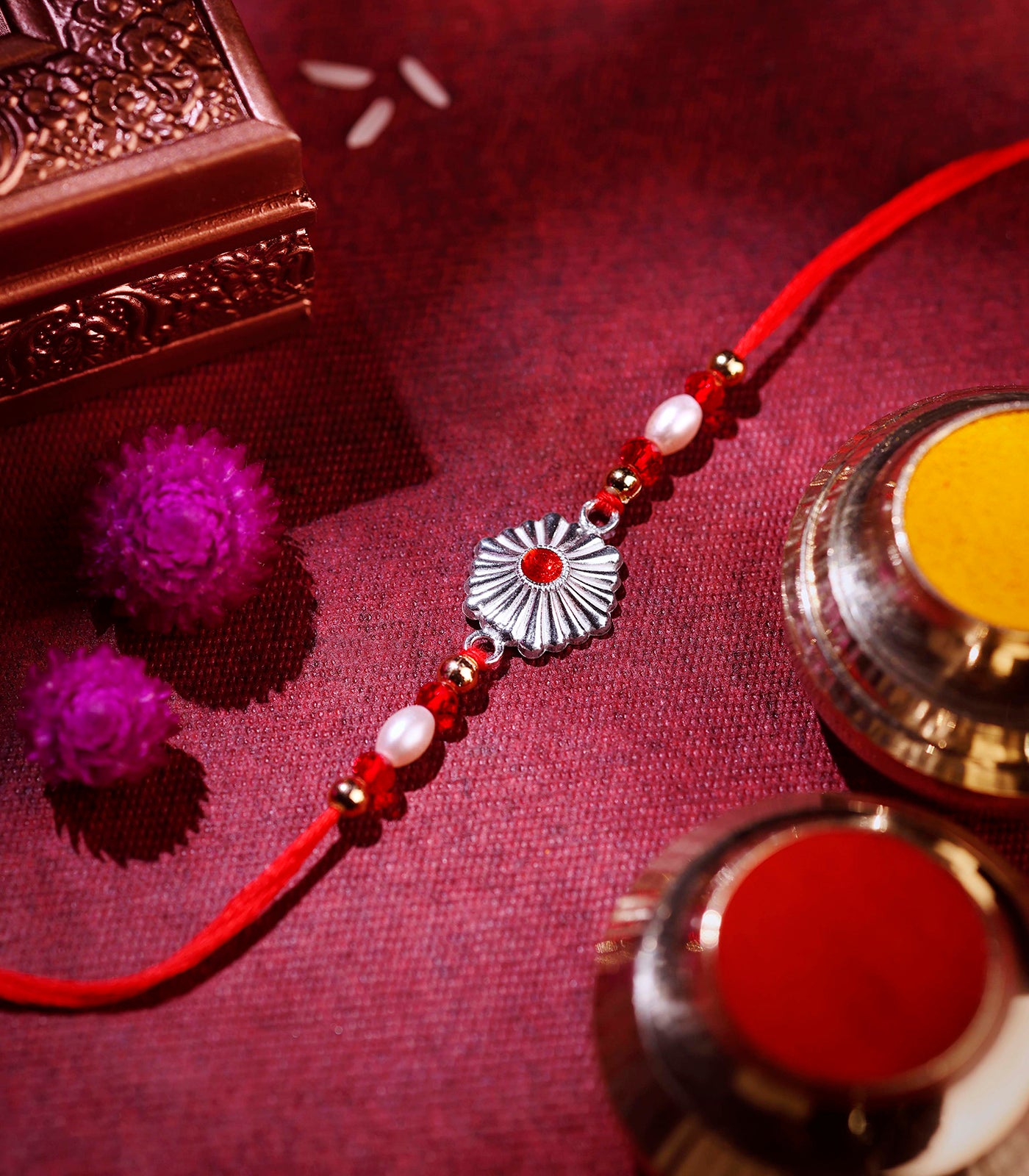 Silver Ethnic Rakhi