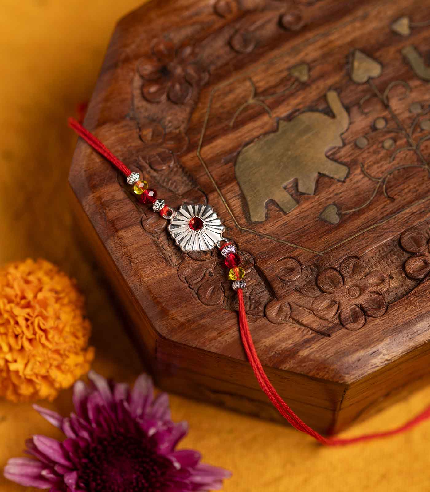 Silver Ethnic Rakhi