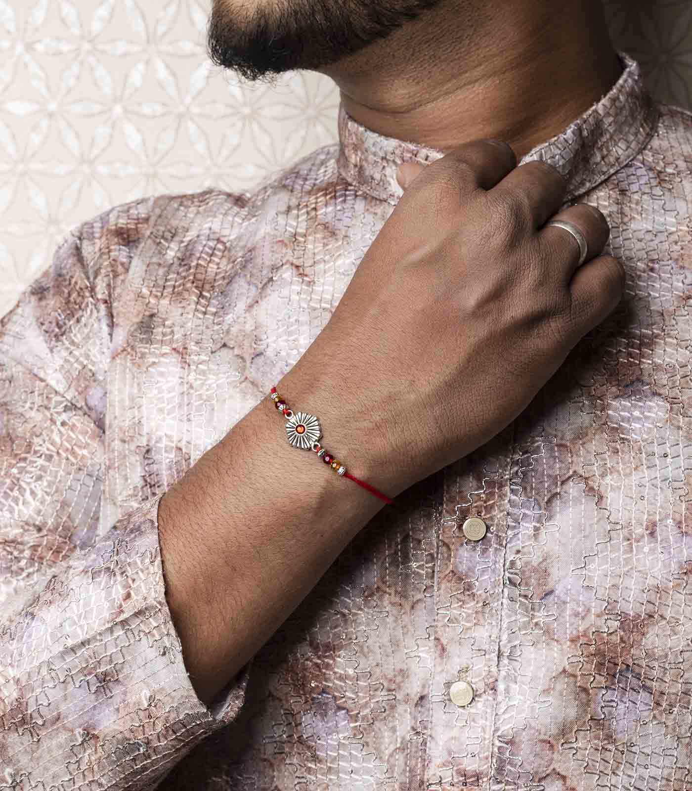 Silver Ethnic Rakhi