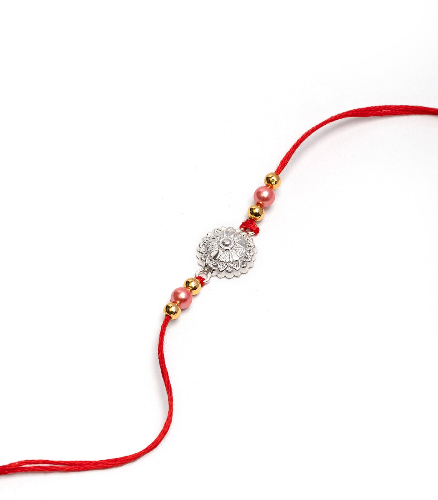 Silver Heart Shaped Petal Motif Rakhi