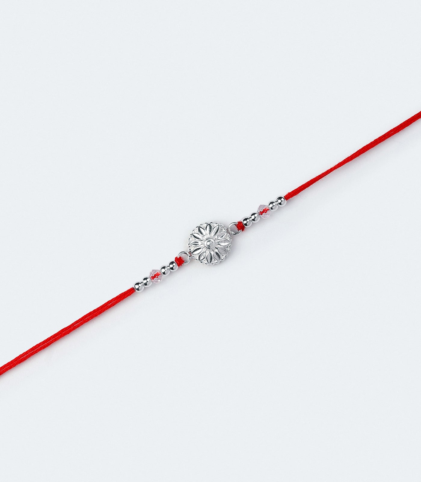 Silver Intricate Leaf Motif Rakhi