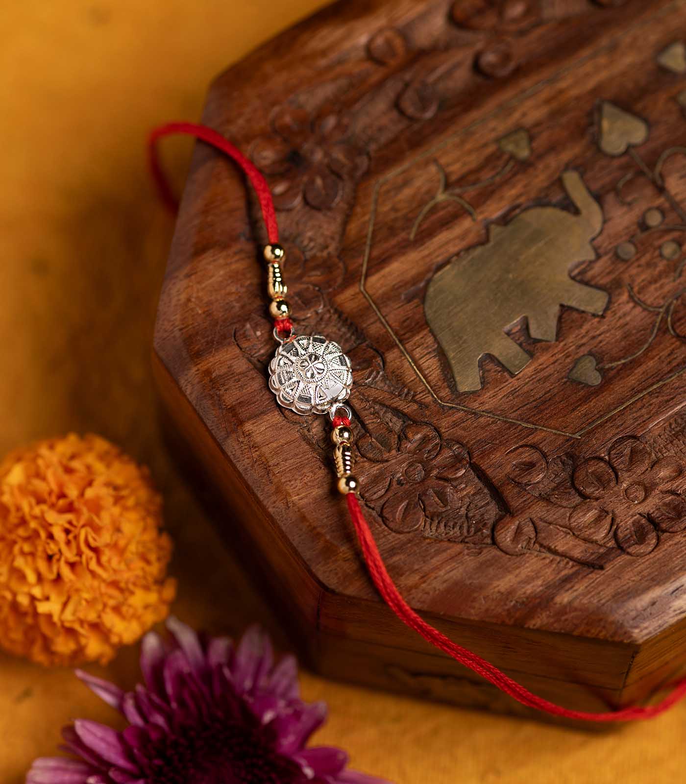 Silver Aesthetic Rakhi