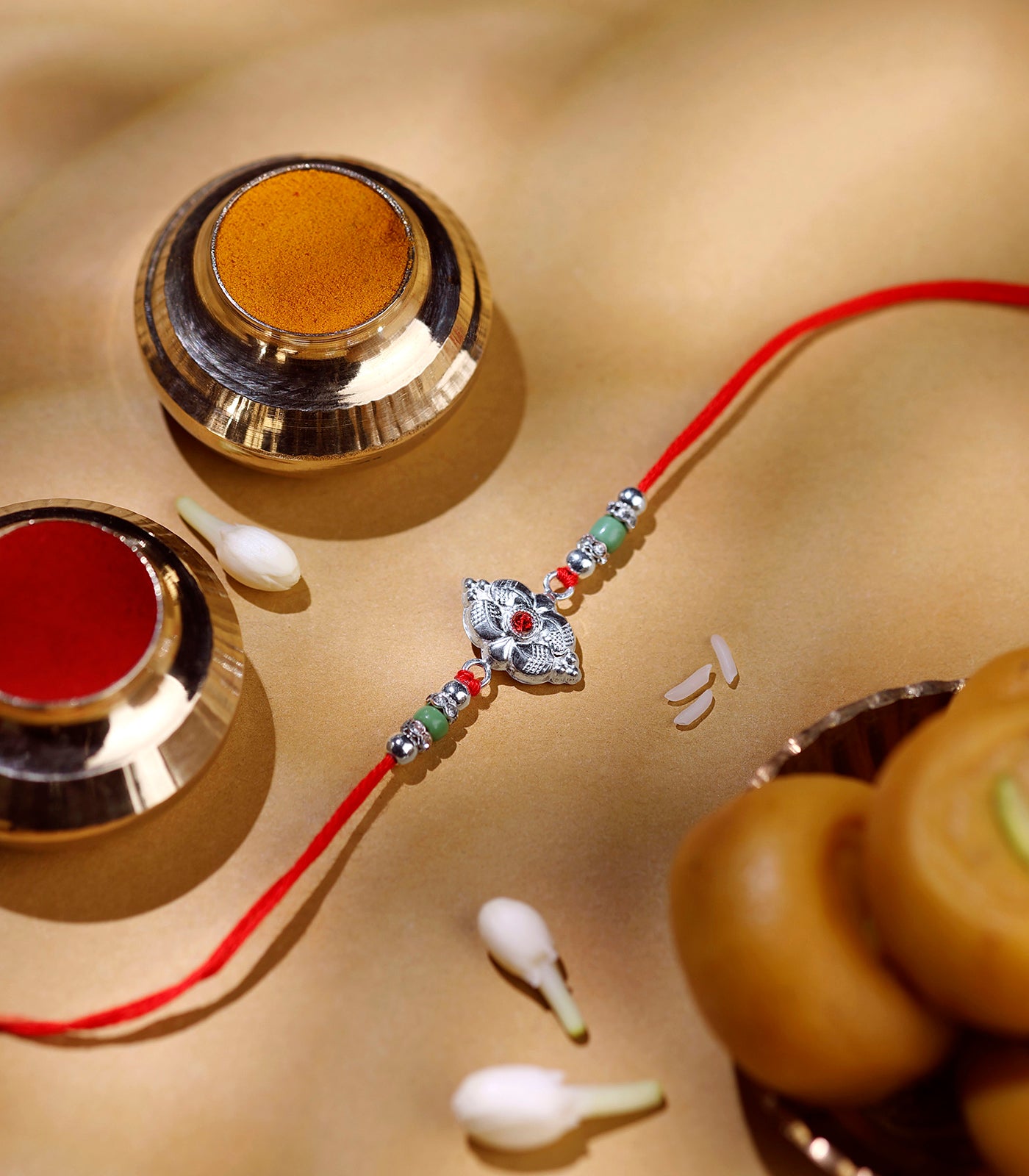 Silver Red Stone Angelic Rakhi