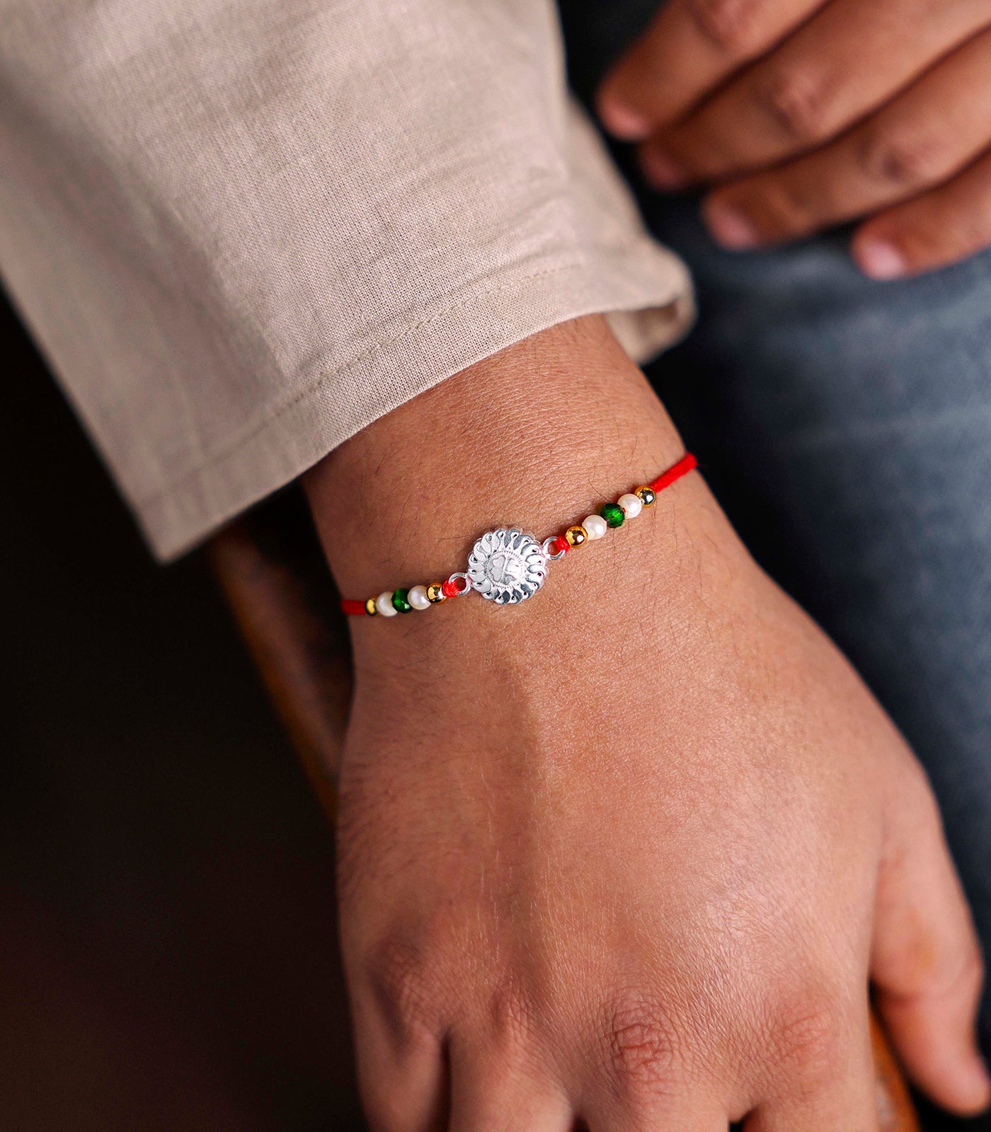 Silver Floral Elegance Rakhi