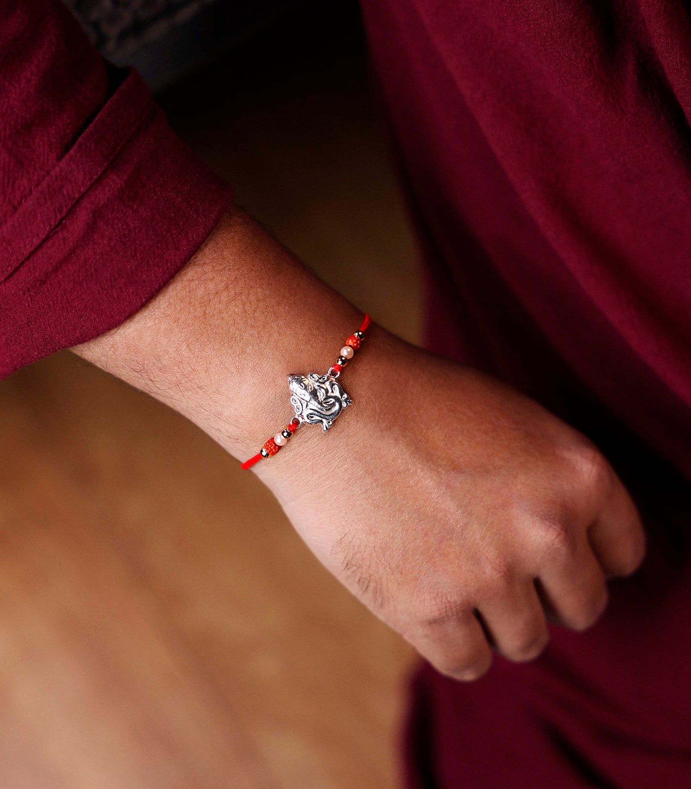 Silver Rudraksh Ganesh Rakhi