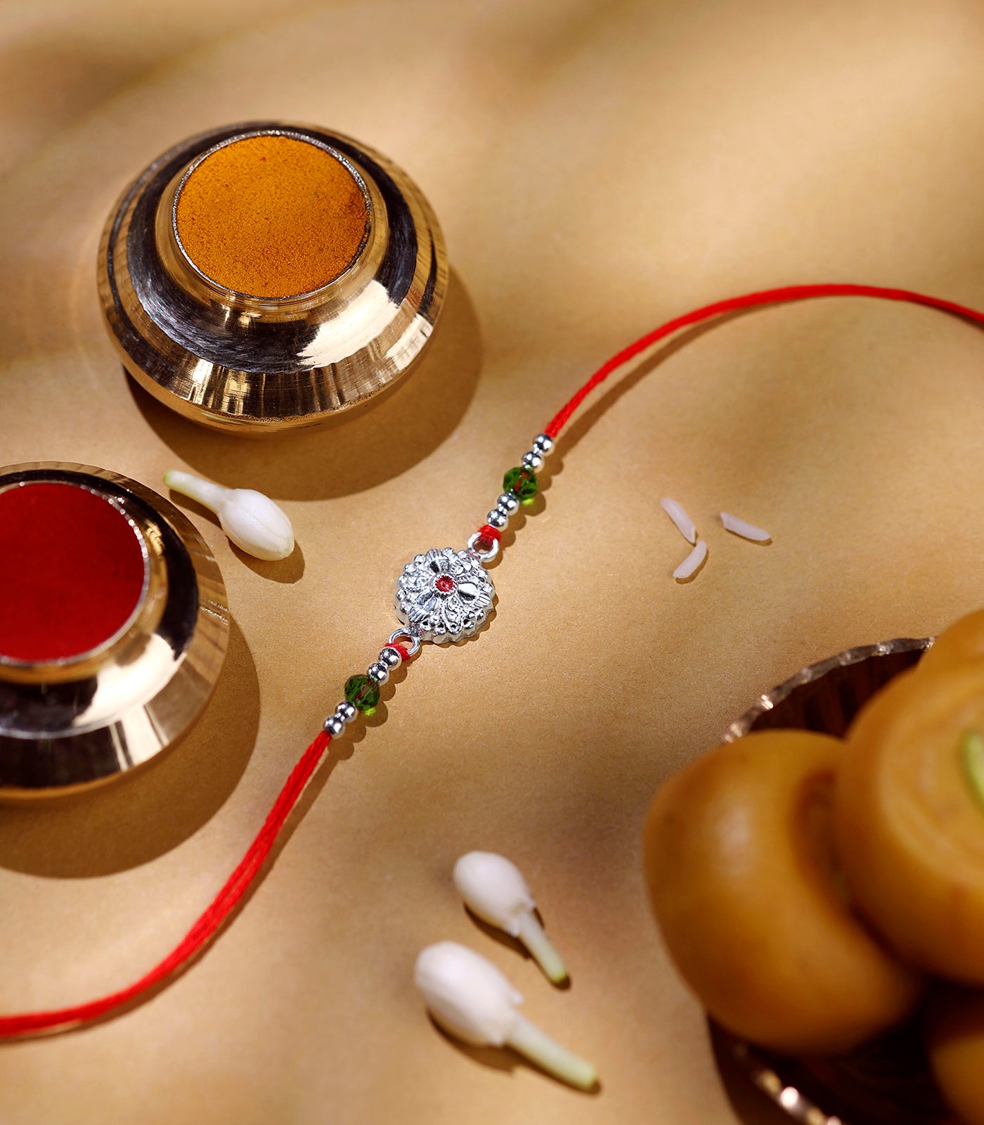 Silver Elegant Floral Rakhi