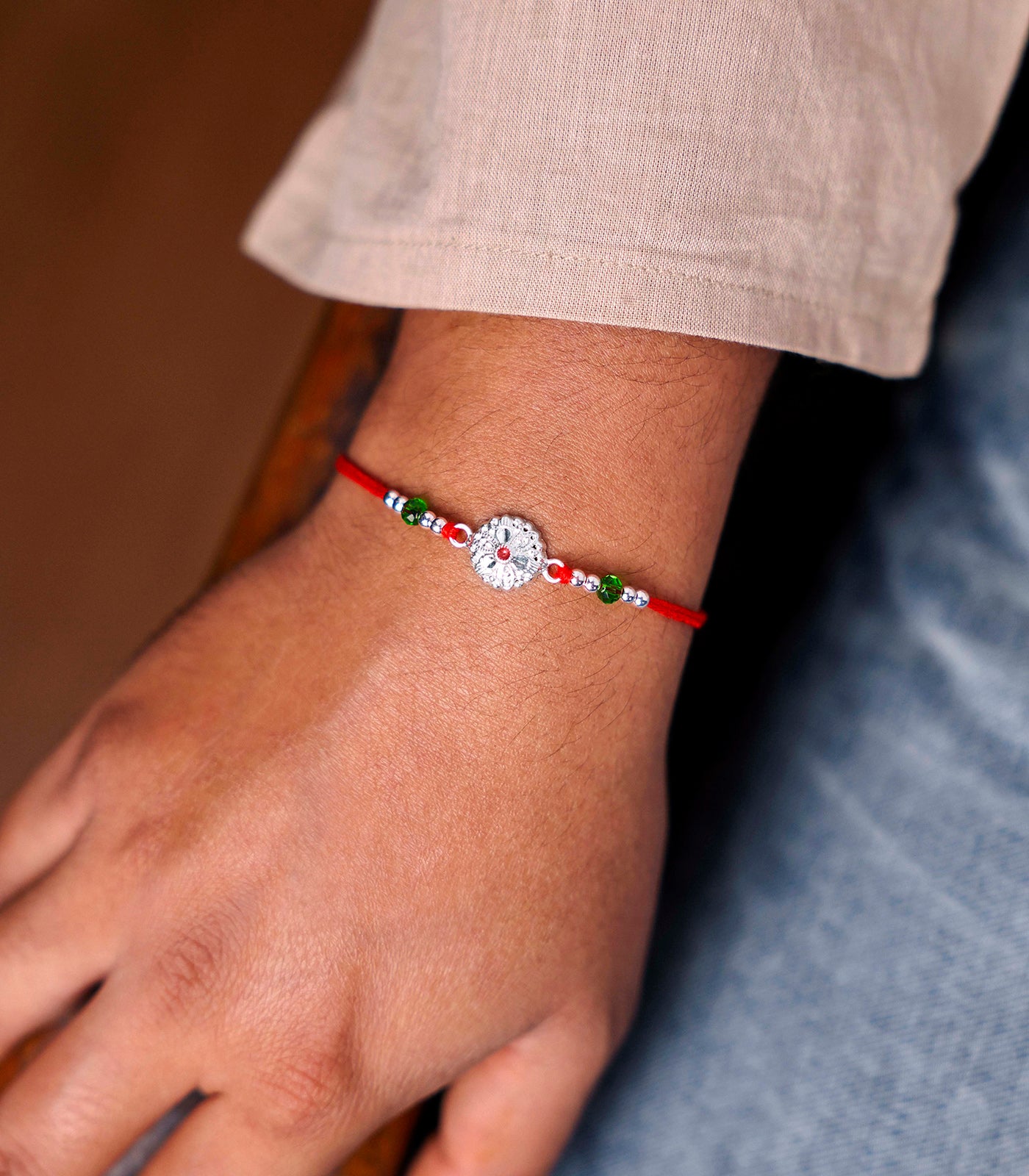 Silver Elegant Floral Rakhi